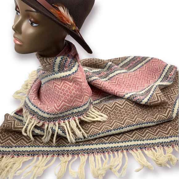 1960's FARIBO pure wool blanket shawl throw wrap - Picture 8 of 9